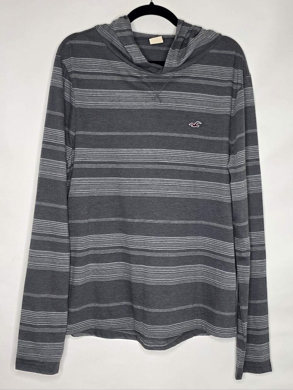 Hollister Striped‎ Lightweight Hoodie Size M Long Sleeve Cotton Blend Pullover